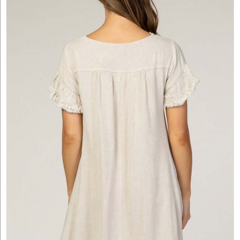 Umgee Heather Linen-Look Fringe Dress XL